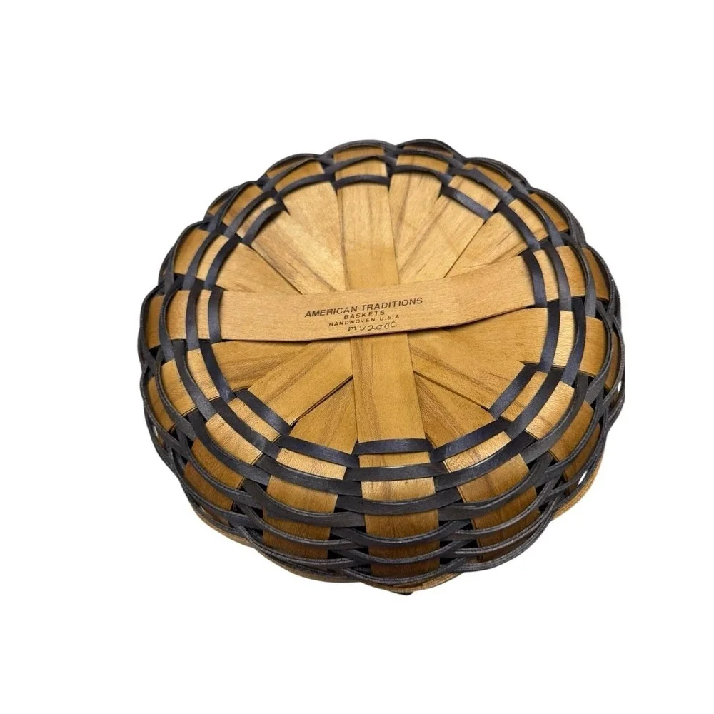 American Traditions Cookie Basket Set w Lid‎ Liner Divider 2000 Farmhouse USA